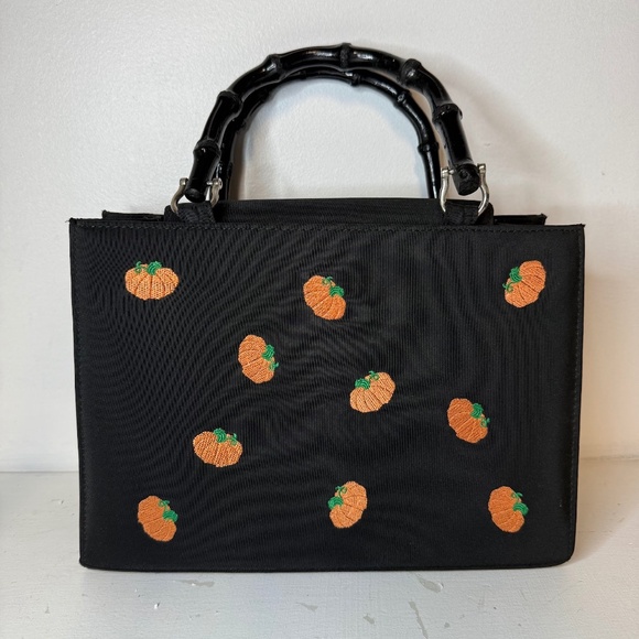 Vintage Handbags - Vintage Pumpkin Embroidered Top Handle Purse Y2K Halloween Fall Cute Bag